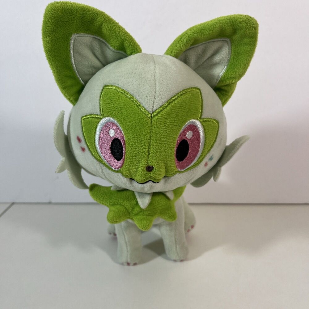 Jazwares Pokémon Sprigatito Cat Plush Stuffed Animal Green/White 2024